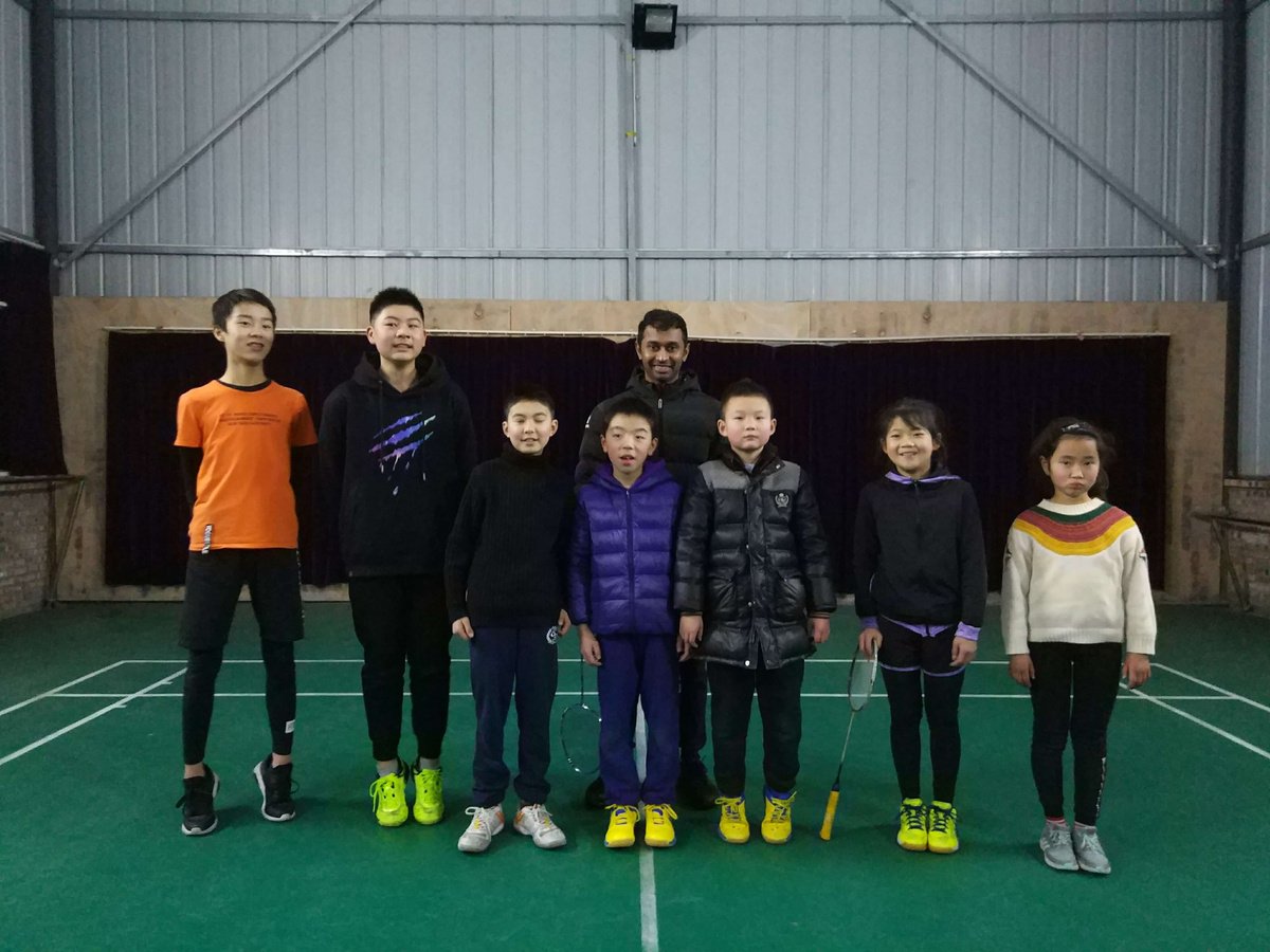 Rakhitha Perera with his students. Badminton classes in Colombo.