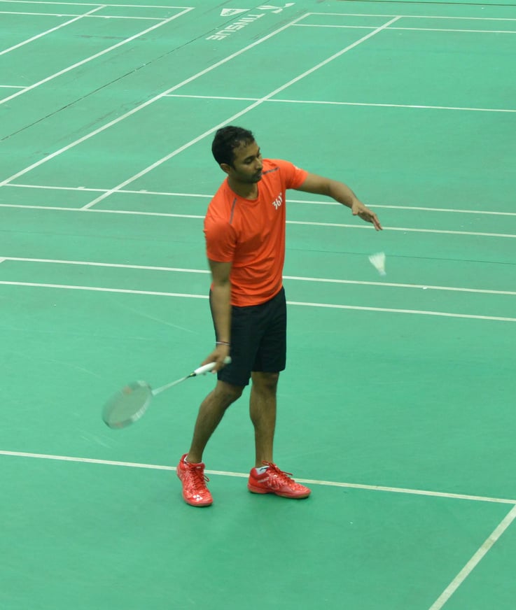 Rakhitha Perera on the court. Badminton classes in Colombo